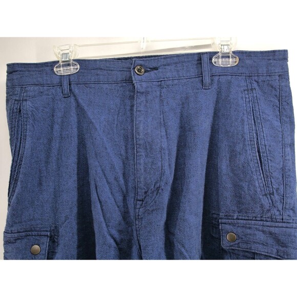 Levi's Cargo Shorts 38 Mens Cotton‎ Linen Blend Blue Stretch Snap Button - Picture 2 of 9